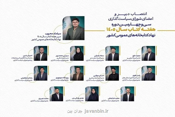 دبیر و اعضاء شورای سیاستگذاری نهاد کتابخانه ها هفته کتاب منصوب شدند